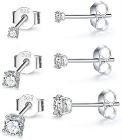 img 2 attached to Hypoallergenic Sterling Silver CZ Stud Earrings Set – MASOP 2-8mm Round Cut Simulated Diamond Cartilage Studs in 14K White Gold Plating for Women, Men, & Girls