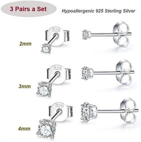 img 1 attached to Hypoallergenic Sterling Silver CZ Stud Earrings Set – MASOP 2-8mm Round Cut Simulated Diamond Cartilage Studs in 14K White Gold Plating for Women, Men, & Girls