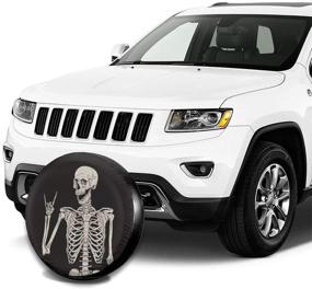 img 1 attached to Dujiea Rock and Roll Skull Skeleton Spare Tire 🤘 Cover - Universal Waterproof Dust-Proof Protector for Various Vehicles (14-17 Inch)