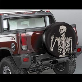 img 3 attached to Dujiea Rock and Roll Skull Skeleton Spare Tire 🤘 Cover - Universal Waterproof Dust-Proof Protector for Various Vehicles (14-17 Inch)