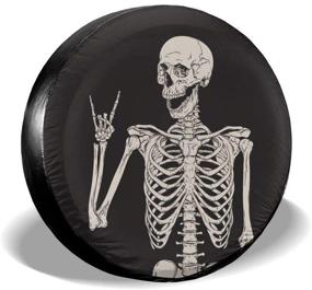 img 4 attached to Dujiea Rock and Roll Skull Skeleton Spare Tire 🤘 Cover - Universal Waterproof Dust-Proof Protector for Various Vehicles (14-17 Inch)