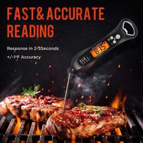 img 1 attached to 🌡️ Vanzon Instant Read Meat Thermometer: Waterproof Wireless Digital Grill Thermometer for Cooking, BBQ & Kitchen with Backlight & Calibration - Includes Food Probe, Magnet, and Jar Opener