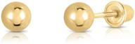 secure screw-back 14k yellow gold 💎 ball stud earrings: timeless classic for all occasions logo