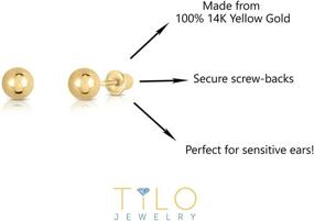 img 1 attached to Secure Screw-back 14k Yellow Gold 💎 Ball Stud Earrings: Timeless Classic for All Occasions