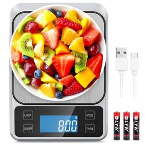 img 4 attached to Allkeys USB Rechargeable Food Scale: Precise Gram and Oz Weighting for 🥩 Cooking and Baking - Large Back-lit LCD Display, Stainless Steel Surface, Digital Kitchen Scale