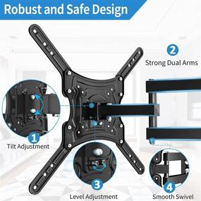 img 3 attached to 📺 BLUE STONE Full Motion TV Wall Mount Bracket for 28-60 Inch LED, LCD TVs and Monitors up to 80 LBS - Swivel Articulating Arms, VESA 400x400mm