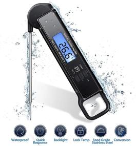 img 3 attached to 🌡️ Precision Waterproof Digital Instant Read Meat Thermometer for Cooking - Fast & Accurate Food Thermometer with Backlight, Magnetic Attachment, Calibration, and Foldable Probe - Ideal for Kitchen, Outdoor Grilling, Beef, BBQ