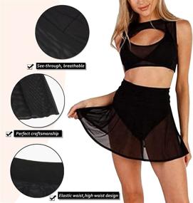 img 3 attached to 🌴 Jogold Women's Sexy Sheer Mesh Mini Skirts: Stylish High-Waisted Skater Skirt for Beach Coverups and Sarong Looks