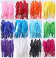 🎨 coceca 240pcs colorful goose natural feathers for diy crafts - vibrant 4-6 inch feather pack logo