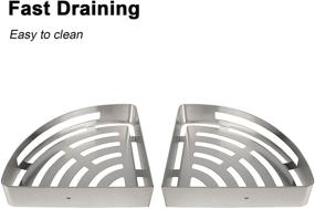 img 1 attached to Bathroom Corner Shelf Shower Caddy 2 Pack - No Drill, 304 Stainless Steel, with Two Hooks (Brushed Nickel) by NearMoon