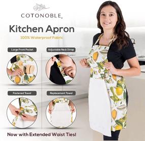 img 3 attached to 👩 Cute Waterproof Kitchen Apron for Women with Pocket and Towels - Made in Turkey