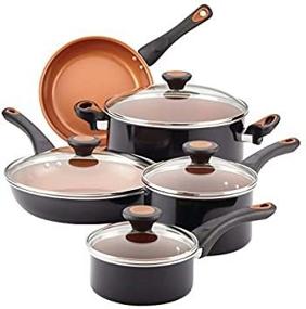 img 4 attached to 🍳 Набор посуды Farberware Glide CopperSlide Ceramic Nonstick из 12 предметов - черный: идеальный кулинарный спутник