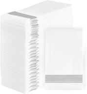 🎉 party bargains disposable linen-feel paper guest towels - (100 pack) 13"x16" white with silver print cloth-like paper hand towels for bathroom, soft, durable paper napkins for dinner, wedding & party - seo-enhanced product name logo