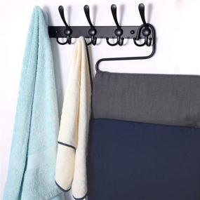 img 2 attached to 🧥 Dseap Coat Rack Wall Mounted - 5 Tri Hooks, Heavy Duty Stainless Steel, Metal Hook Rail for Coats Hats Towels - Stylish, Functional Organizer for Mudroom, Bathroom, Entryway - (Black, 2 Packs)