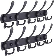 🧥 dseap coat rack wall mounted - 5 tri hooks, heavy duty stainless steel, metal hook rail for coats hats towels - stylish, functional organizer for mudroom, bathroom, entryway - (black, 2 packs) логотип