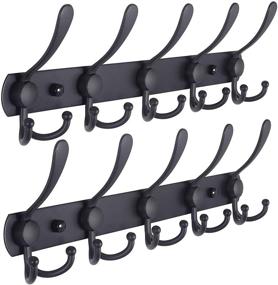 img 4 attached to 🧥 Dseap Coat Rack Wall Mounted - 5 Tri Hooks, Heavy Duty Stainless Steel, Metal Hook Rail for Coats Hats Towels - Stylish, Functional Organizer for Mudroom, Bathroom, Entryway - (Black, 2 Packs)