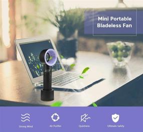 img 3 attached to 🌀 LZLRUN Protable Handheld Cooling Bladeless Fan: USB Mini Fan, Desktop Bladeless Fan, Rechargeable & Quiet - 3 Gear (Black)