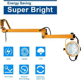 img 1 attached to 💡 Lawind LED Dock Light with Swinging Arm: Heavy Duty Steel Mount, 40in Arm, 360° Rotation - 2 Pack