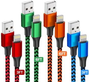 img 4 attached to 🔌 Certified MFi Lightning Cable - 4Pack 3/3/6/6FT Fast Charging Cord - Nylon Braided USB Cable for iPhone 12 Mini 11 Pro Max/XR Max/8/7/6/6s/SE 2020, iPad - iPhone Charger Cord