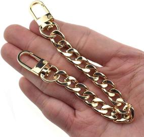 img 4 attached to 👜 HAIYO Gold Purse Chain Strap, 7.9" Length, for Shoulder Cross Body Sling Handbag, Clutch Replacement Strap, Comfortable Flat 0.4" Wide, Extra Thick 2.4mm Metal Strap - 1 Pack