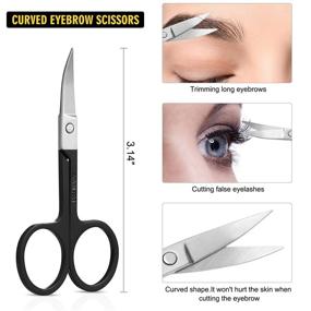 img 1 attached to Premium Stainless Steel Eyebrow Tweezers Set - 4Pcs, Exceptional Precison for Eyebrow Shaping and Ingrown Hair Removal. Includes 3Pcs Tweezers and 1Pc Curved Eyebrow Scissor, Complete with Stylish Blue Leather Case.