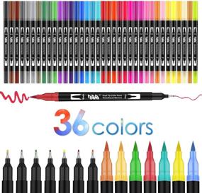 img 3 attached to 36 Colors Dual Tip Brush Pens Fineliner Art Markers Set for Adult and Kids Coloring Books, Bullet Journal, Calligraphy - 0.4mm Fine Liners & Brush Tip Watercolor Pen - Hand Lettering, Note Taking - HO-36B