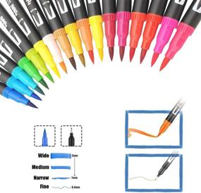 img 1 attached to 36 Colors Dual Tip Brush Pens Fineliner Art Markers Set for Adult and Kids Coloring Books, Bullet Journal, Calligraphy - 0.4mm Fine Liners & Brush Tip Watercolor Pen - Hand Lettering, Note Taking - HO-36B