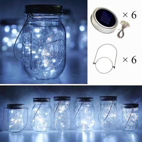 img 3 attached to ✨ Enhance Your Outdoor Decor with 6 Pack Solar Mason Jar Lids Lights - Waterproof Fairy Firefly String Lights for Weddings, Parties, and Christmas Decor (Cold White)