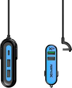 img 4 attached to RapidX X5 Plus Car Charger: 5 USB Ports with QC 3.0/Type C, in Blue - Efficient Charging Solution