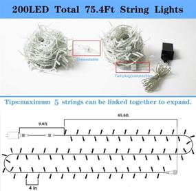 img 1 attached to 🎄 YAOZHOU Christmas String Lights: Multicolor Fairy Decor for Indoor/Outdoor, 66Ft 200LED 8 Modes, IP44 Waterproof - Ideal for Holiday, Party, Wedding, Garden