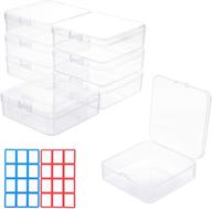 📦 set of 8 small clear plastic beads storage containers with hinged lid for small items, crafts, jewelry, hardware, office supplies (3.35x3.35x1.10 in) logo