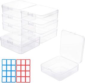 img 4 attached to 📦 Set of 8 Small Clear Plastic Beads Storage Containers with Hinged Lid for Small Items, Crafts, Jewelry, Hardware, Office Supplies (3.35x3.35x1.10 in)