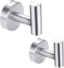 img 4 attached to 🪝 Wall-Mounted Towel Hooks - Heavy-Duty Coat Robe Hook Holder with Brushed Nickel Finish. Made of Durable SUS 304 Stainless Steel. Ideal for Bathroom, Bedroom, Hotel, Kitchen, Office, Garage, Pool. Includes 2 Pack (Silver).