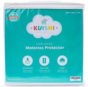 img 4 attached to 🛏️ Kuishi Waterproof Crib Mattress Protector Pad: Breathable Bamboo Fitted Premium Comfort, Machine Washable, Fits Standard Crib Sizes (28in x 52in x 10in)