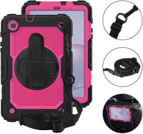 img 1 attached to 📱 Lapogy Heavy Duty Rugged Cover with Screen Protector for Samsung Galaxy Tab A 8.4 2020 (SM-T307/T307U) - Shockproof Full Body Drop Protective Case with Swivel Kickstand and Hand Strap (Black/Pink)