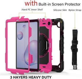 img 3 attached to 📱 Lapogy Heavy Duty Rugged Cover with Screen Protector for Samsung Galaxy Tab A 8.4 2020 (SM-T307/T307U) - Shockproof Full Body Drop Protective Case with Swivel Kickstand and Hand Strap (Black/Pink)