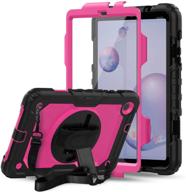 📱 lapogy heavy duty rugged cover with screen protector for samsung galaxy tab a 8.4 2020 (sm-t307/t307u) - shockproof full body drop protective case with swivel kickstand and hand strap (black/pink) logo