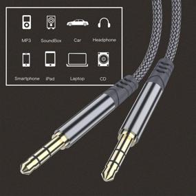 img 2 attached to 🎧 JXMOX AUX Cable: High-Quality 3.5mm Male to Male Audio Cord, 2-Pack, 4ft+6ft, Nylon Braided, Compatible with Car/Home Stereos, iPhones, Headphones, and More - Grey