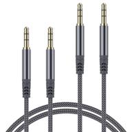 🎧 jxmox aux cable: high-quality 3.5mm male to male audio cord, 2-pack, 4ft+6ft, nylon braided, compatible with car/home stereos, iphones, headphones, and more - grey logo