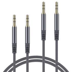 img 4 attached to 🎧 JXMOX AUX Cable: High-Quality 3.5mm Male to Male Audio Cord, 2-Pack, 4ft+6ft, Nylon Braided, Compatible with Car/Home Stereos, iPhones, Headphones, and More - Grey