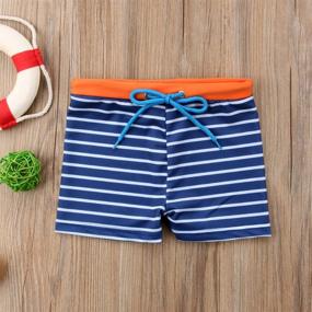 img 3 attached to 🦈 Cartoon Print Stripes Swim Trunks for Baby Boys - Shark Shorts Toddler Beachwear Bottoms Clothes