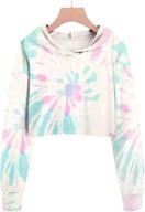 👗 imily bela tie-dye hooded crop tops for girls, long sleeve cute pullover sweatshirt hoodies logo