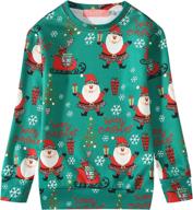 🎄 playful & quirky: sslr big girls' xmas crewneck pullover ugly christmas sweatshirt logo