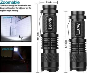 img 3 attached to 🔦 LETMY Tactical Flashlight 2 Pack - Super Bright Mini Flashlights with Belt Clip, Zoomable, 3 Modes, Waterproof - Ideal EDC Flashlight for Hiking, Camping & Power Outage - Great Gift!