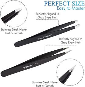 img 2 attached to Premium Stainless Steel Tweezer Set - Ideal for Ingrown Hair, Eyebrow, 🔧 Splinter, Facial & Blackhead Removal - Professional 4-Piece Kit for Men & Women