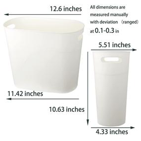 img 2 attached to 🗑️ Sleek Slim Trash Can with Handles - 3.17 Gallon/12 Liter Compact Plastic Wastebasket for Narrow Spaces - Ideal for Home, Bathroom, Bedroom, Kitchen, and Office - White