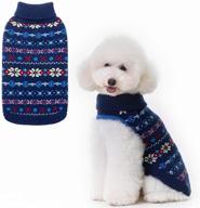 🐾 turtleneck pet sweater with leash hole - cute winter knitwear for small dogs and cats with snowflake pattern - cold weather clothes outfit by bingpet логотип
