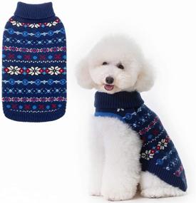 img 4 attached to 🐾 Turtleneck Pet Sweater with Leash Hole - Cute Winter Knitwear for Small Dogs and Cats with Snowflake Pattern - Cold Weather Clothes Outfit by BINGPET