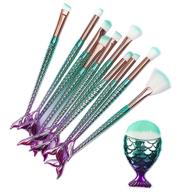 💄 professional 11pcs mermaid makeup brushes set: foundation, eyeshadow, eyebrow, eyeliner & blush cosmetics tools kit logo