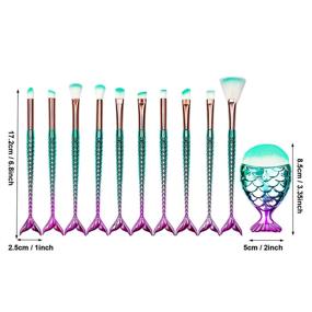 img 3 attached to 💄 Professional 11PCS Mermaid Makeup Brushes Set: Foundation, Eyeshadow, Eyebrow, Eyeliner & Blush Cosmetics Tools Kit